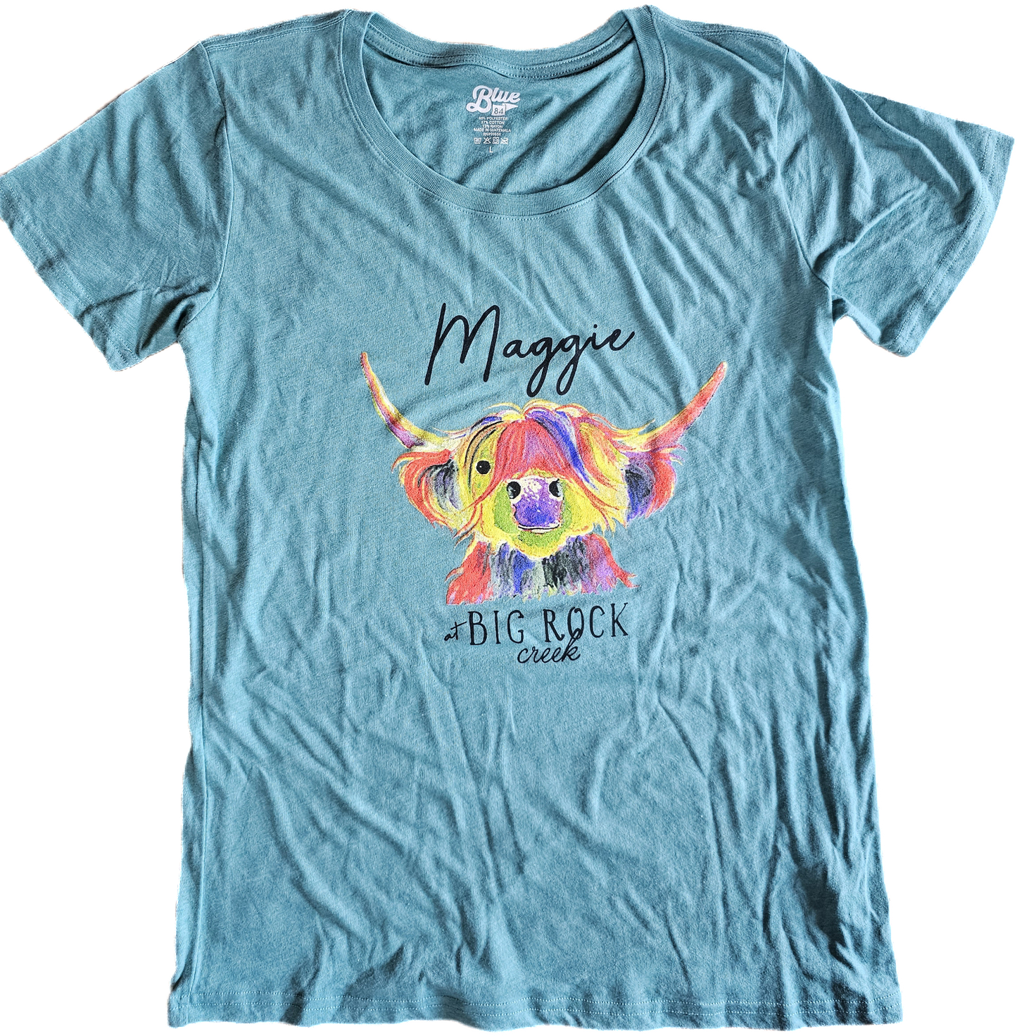 Rainbow Maggie crew neck T lagoon