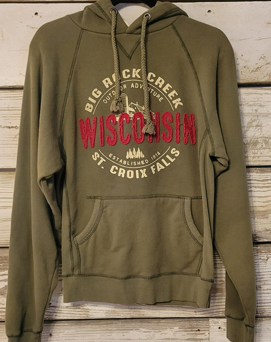 Wisconsin Applique Hoodie-Turf with Red